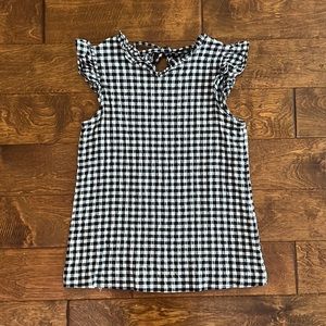 Gibson sleeveless black and white gingham blouse size medium